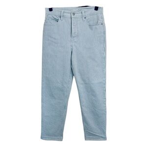 Old Navy Jeans Women’s 6 Blue White Stripe
High Rise Sky-Hi Straight Button Fly